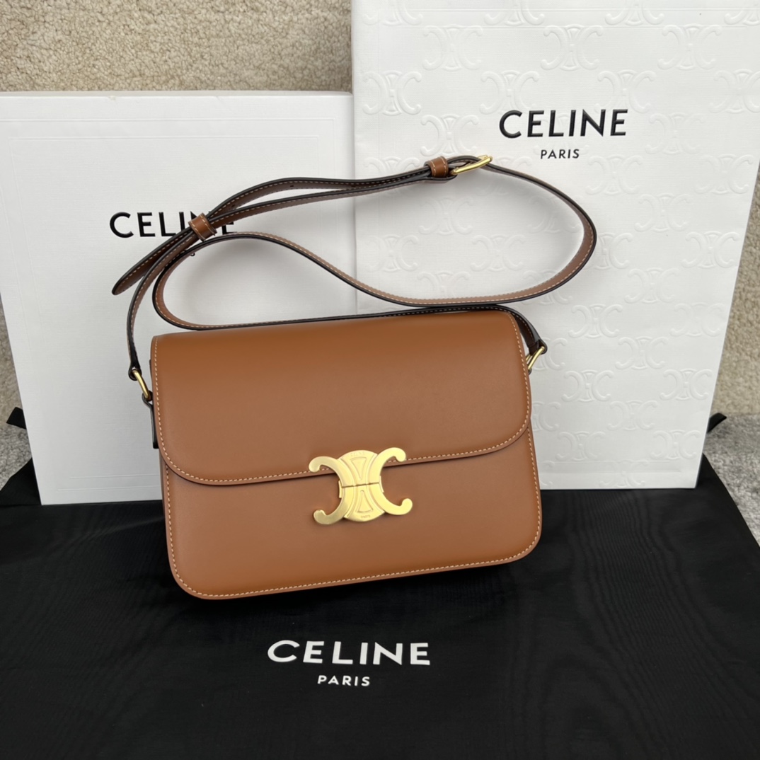 Bagsaaa Ce1i*e Classique Triomphe In shiny Calfskin Leather Brown - 22.5 X 16.5 X 7.5 cm