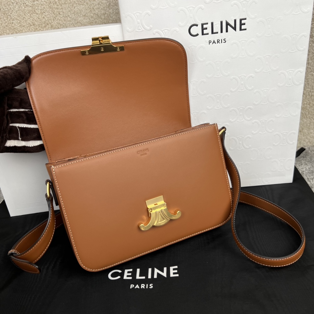 Bagsaaa Ce1i*e Classique Triomphe In shiny Calfskin Leather Brown - 22.5 X 16.5 X 7.5 cm