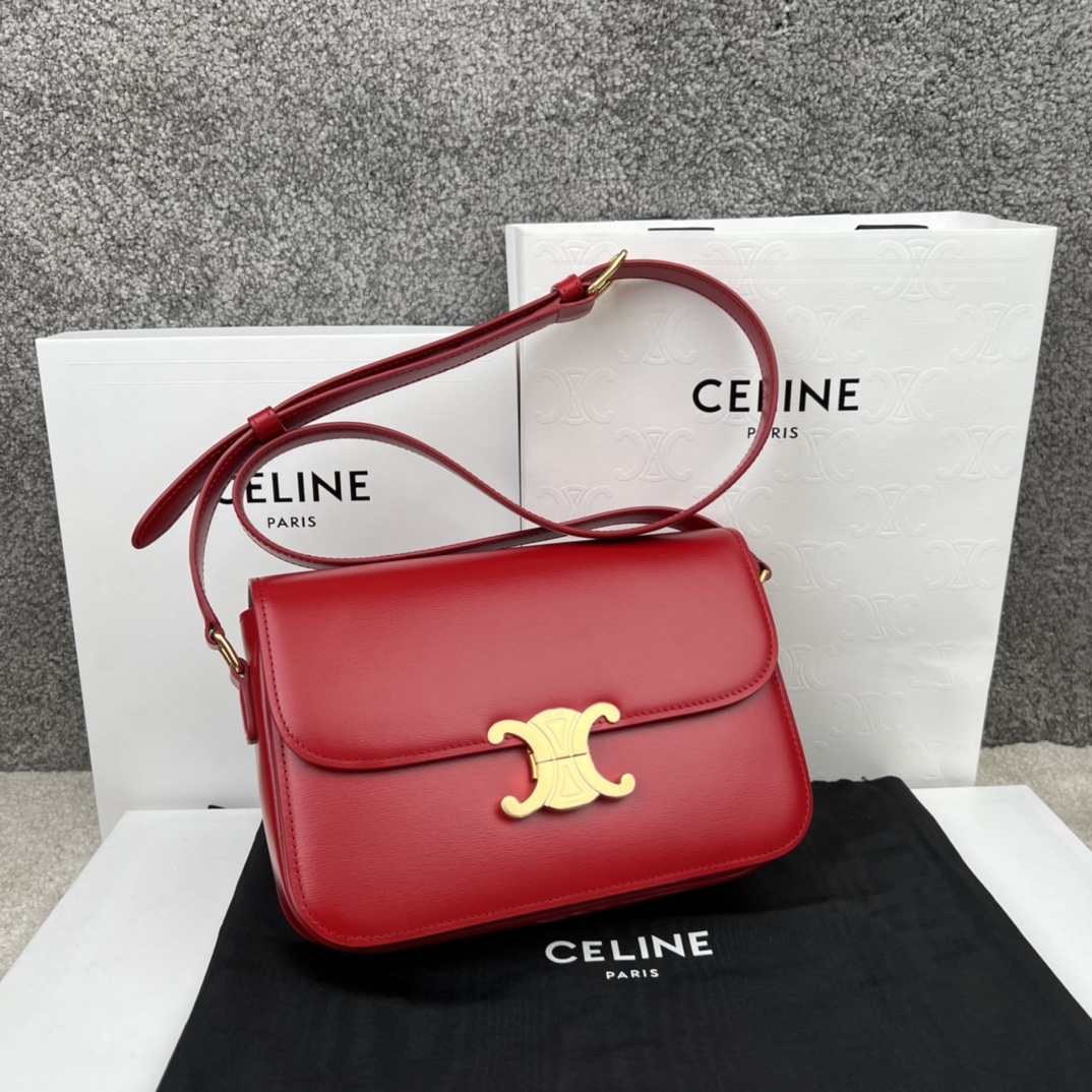 Bagsaaa Ce1i*e Classique Triomphe In shiny Calfskin Leather Red - 22.5 X 16.5 X 7.5 cm