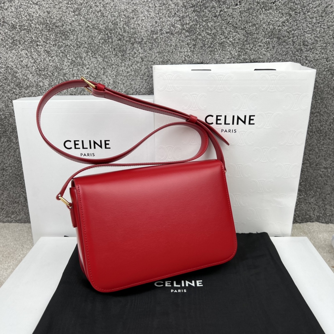 Bagsaaa Ce1i*e Classique Triomphe In shiny Calfskin Leather Red - 22.5 X 16.5 X 7.5 cm