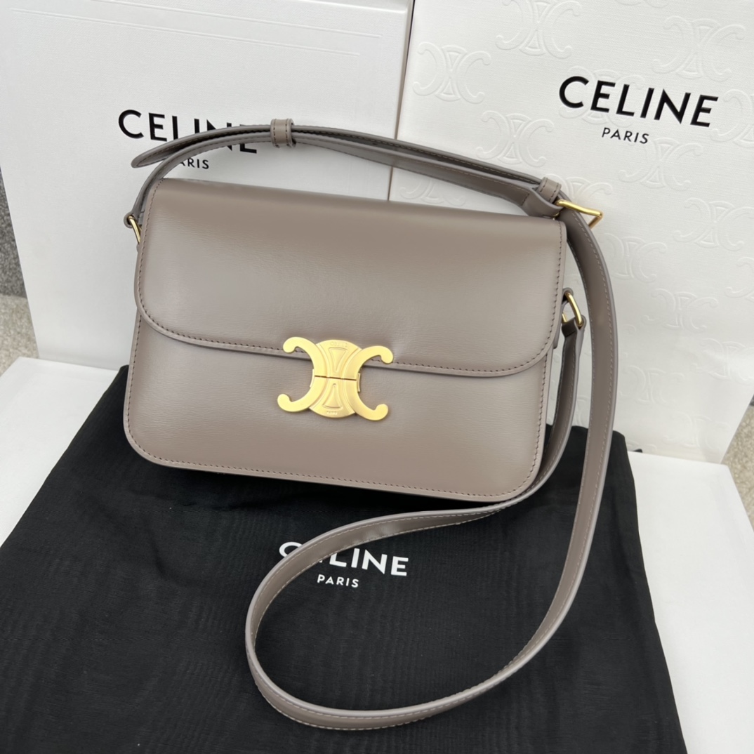 Bagsaaa Ce1i*e Classique Triomphe In shiny Calfskin Leather Grey - 22.5 X 16.5 X 7.5 cm