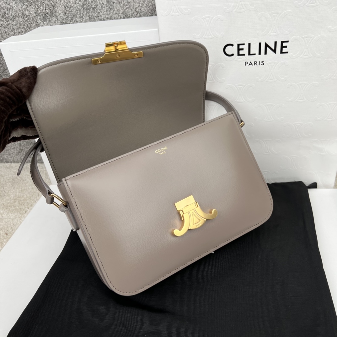 Bagsaaa Ce1i*e Classique Triomphe In shiny Calfskin Leather Grey - 22.5 X 16.5 X 7.5 cm