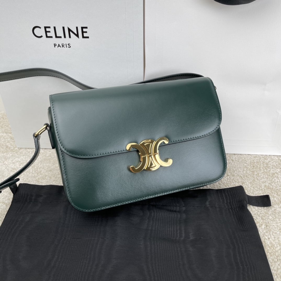 Bagsaaa Ce1i*e Classique Triomphe In shiny Calfskin Leather Dark Green - 22.5 X 16.5 X 7.5 cm
