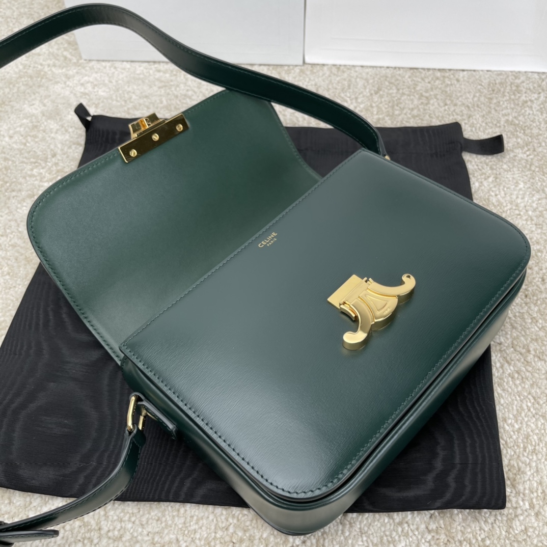 Bagsaaa Ce1i*e Classique Triomphe In shiny Calfskin Leather Dark Green - 22.5 X 16.5 X 7.5 cm
