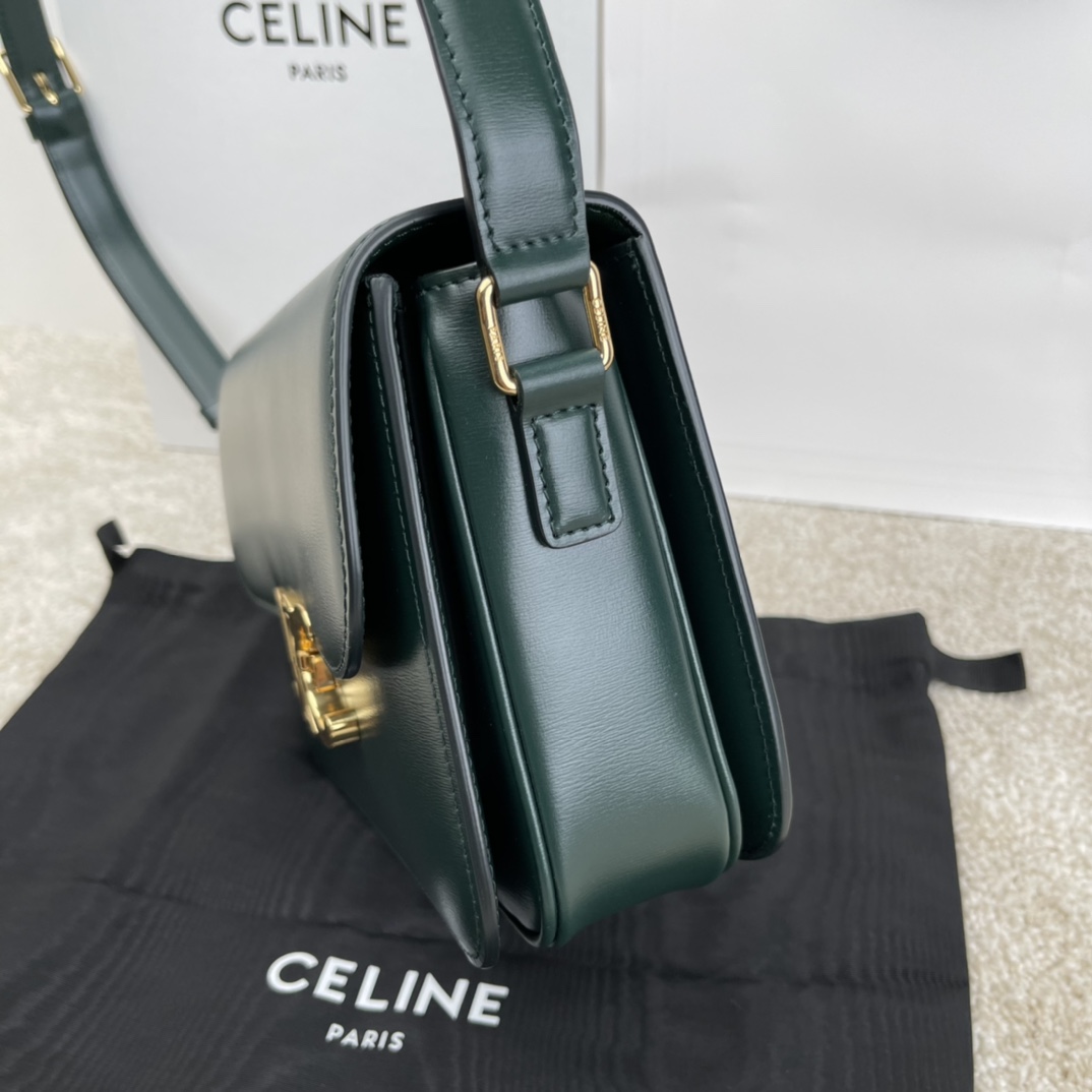 Bagsaaa Ce1i*e Classique Triomphe In shiny Calfskin Leather Dark Green - 22.5 X 16.5 X 7.5 cm