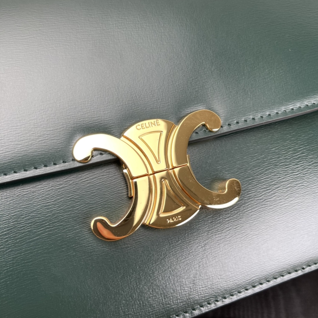 Bagsaaa Ce1i*e Classique Triomphe In shiny Calfskin Leather Dark Green - 22.5 X 16.5 X 7.5 cm