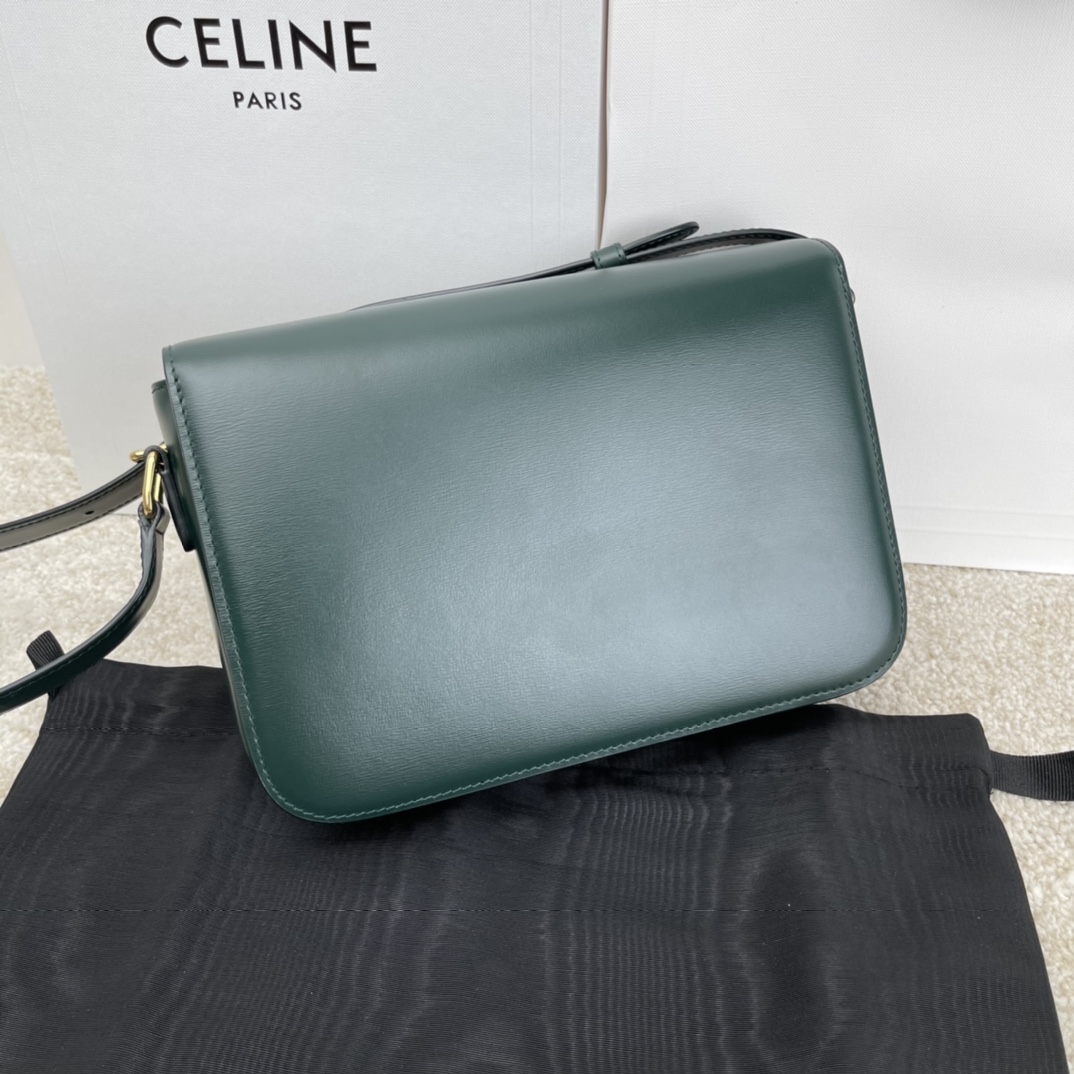 Bagsaaa Ce1i*e Classique Triomphe In shiny Calfskin Leather Dark Green - 22.5 X 16.5 X 7.5 cm