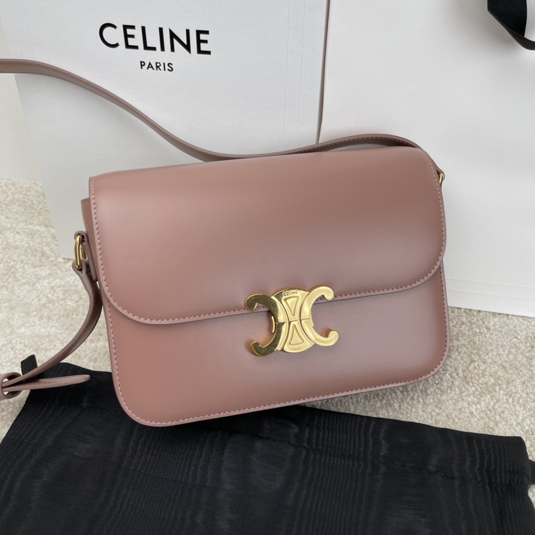 Bagsaaa Ce1i*e Classique Triomphe In shiny Calfskin Leather Dust Pink - 22.5 X 16.5 X 7.5 cm