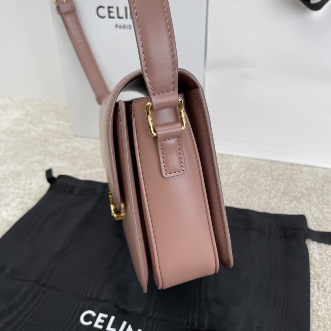 Bagsaaa Ce1i*e Classique Triomphe In shiny Calfskin Leather Dust Pink - 22.5 X 16.5 X 7.5 cm