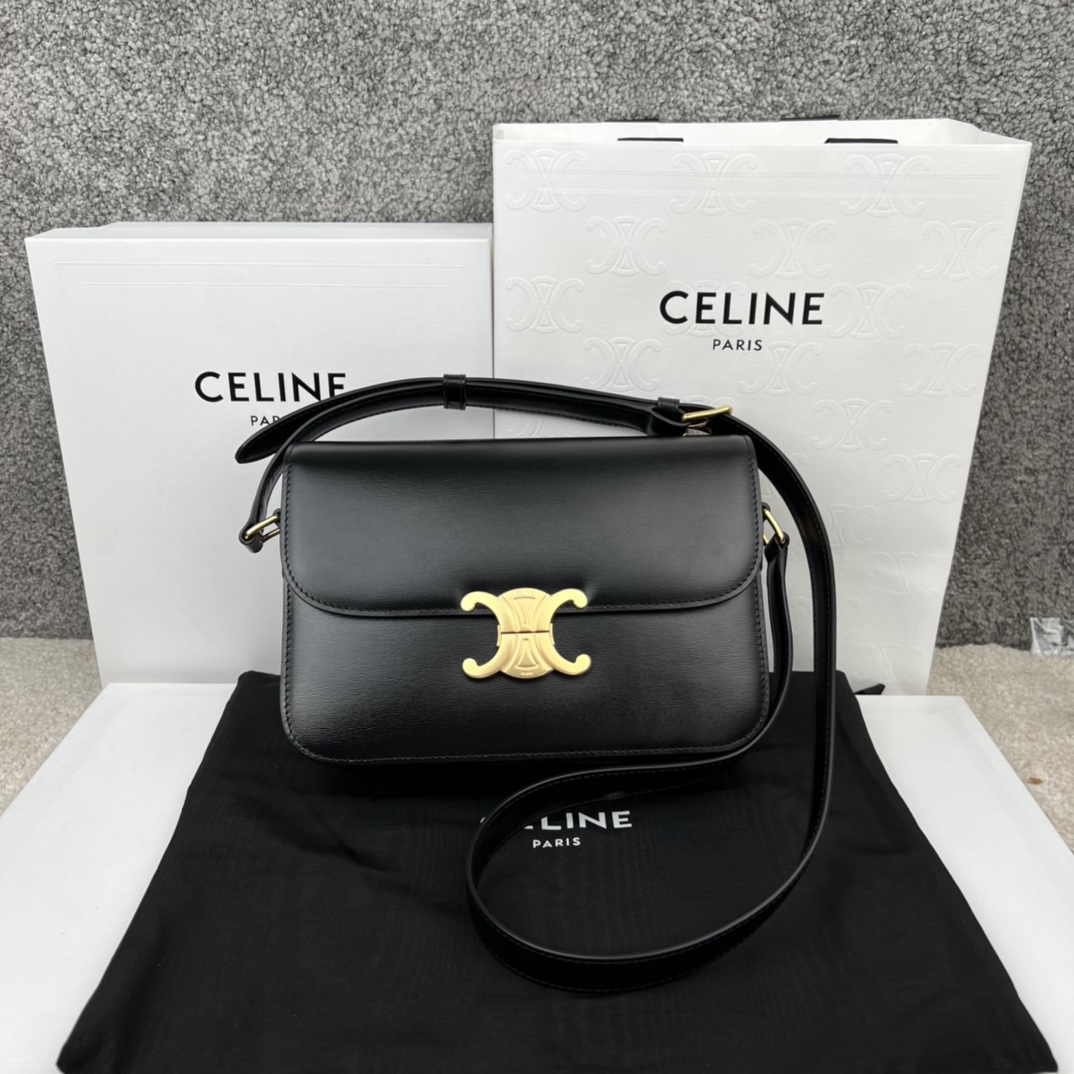 Bagsaaa Ce1i*e Classique Triomphe In shiny Calfskin Leather - 22.5 X 16.5 X 7.5 cm