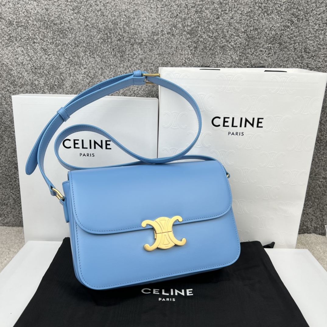 Bagsaaa Ce1i*e Classique Triomphe In shiny Calfskin Leather Blue - 22.5 X 16.5 X 7.5 cm