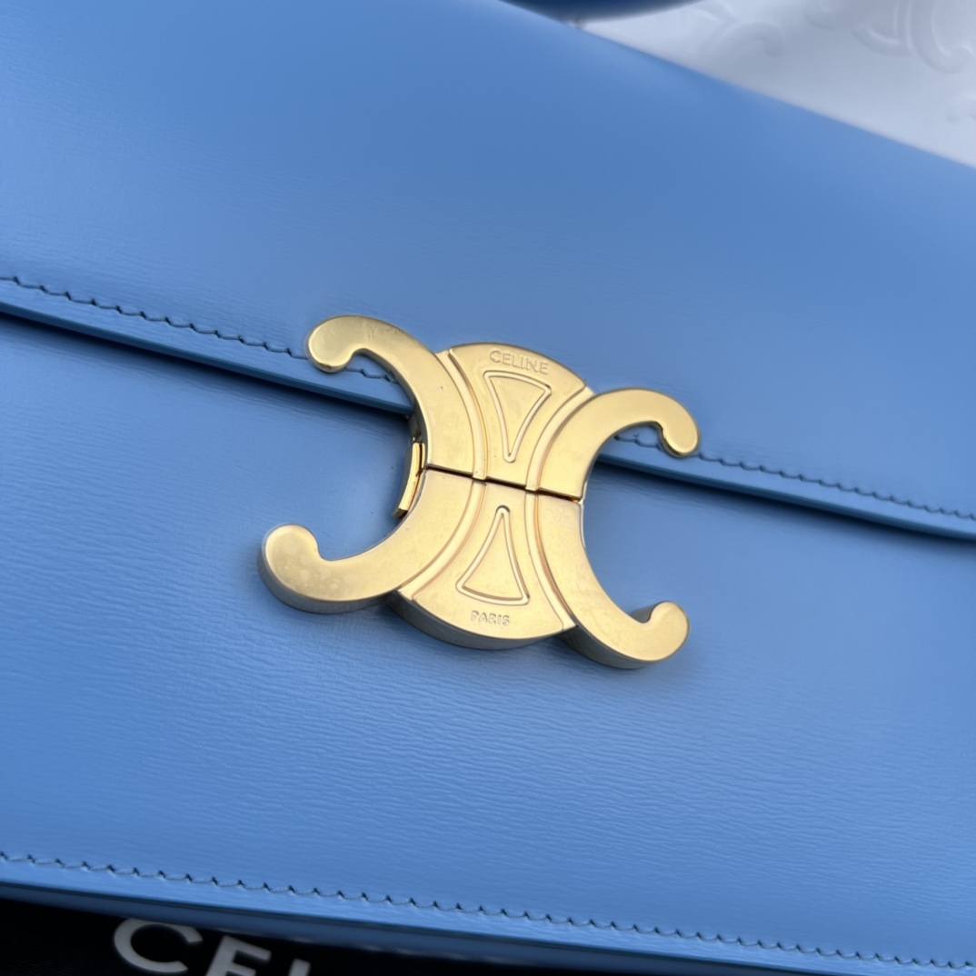 Bagsaaa Ce1i*e Classique Triomphe In shiny Calfskin Leather Blue - 22.5 X 16.5 X 7.5 cm