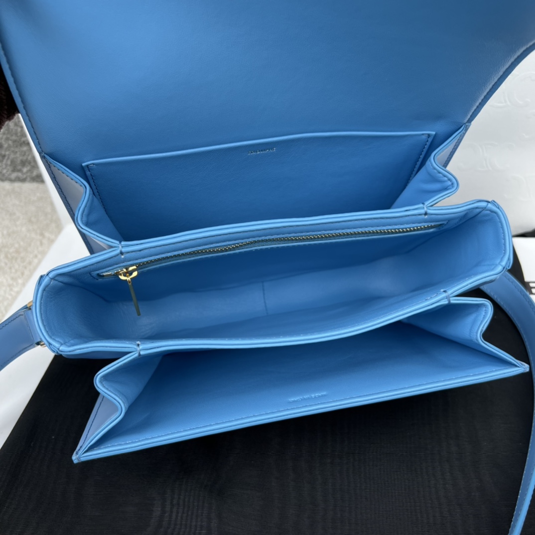 Bagsaaa Ce1i*e Classique Triomphe In shiny Calfskin Leather Blue - 22.5 X 16.5 X 7.5 cm