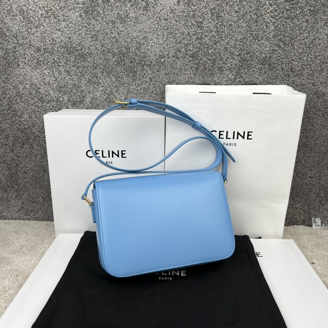 Bagsaaa Ce1i*e Classique Triomphe In shiny Calfskin Leather Blue - 22.5 X 16.5 X 7.5 cm