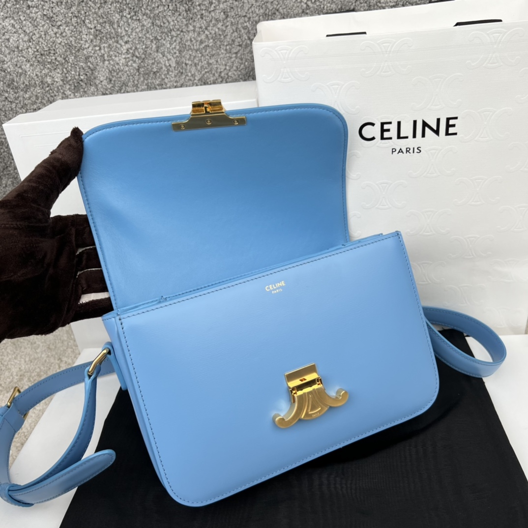 Bagsaaa Ce1i*e Classique Triomphe In shiny Calfskin Leather Blue - 22.5 X 16.5 X 7.5 cm