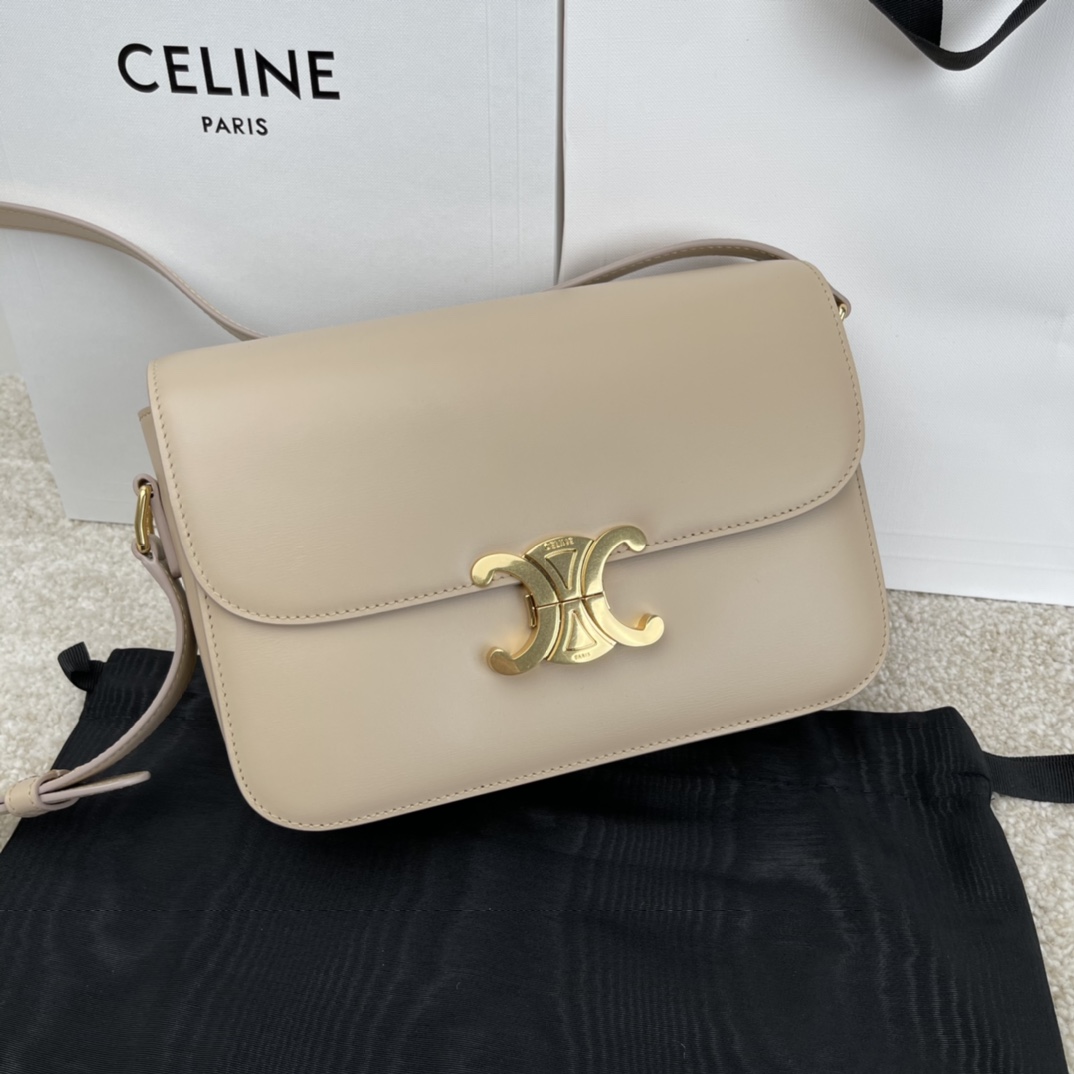 Bagsaaa Ce1i*e Classique Triomphe In shiny Calfskin Leather Beige - 22.5 X 16.5 X 7.5 cm