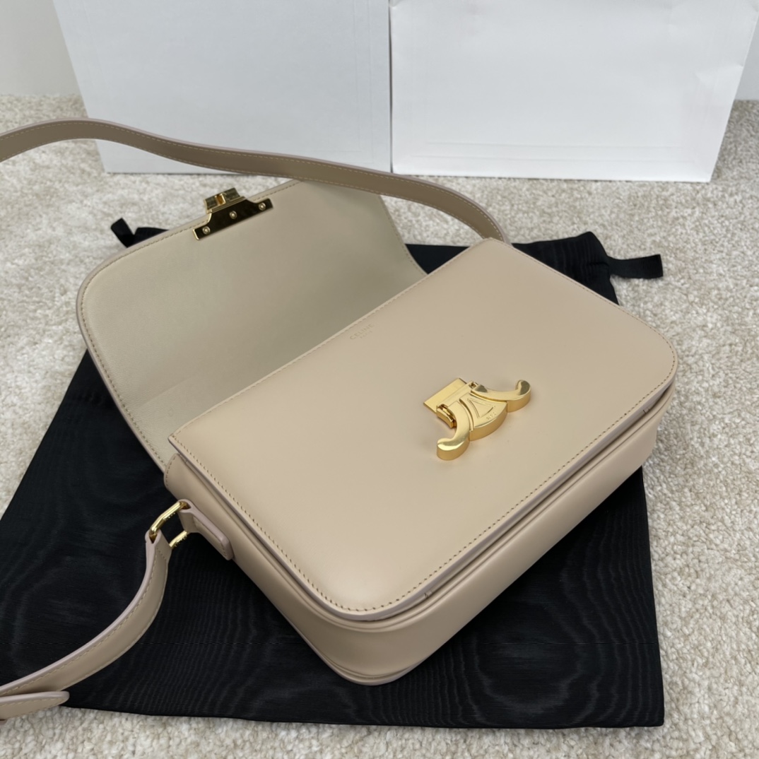 Bagsaaa Ce1i*e Classique Triomphe In shiny Calfskin Leather Beige - 22.5 X 16.5 X 7.5 cm