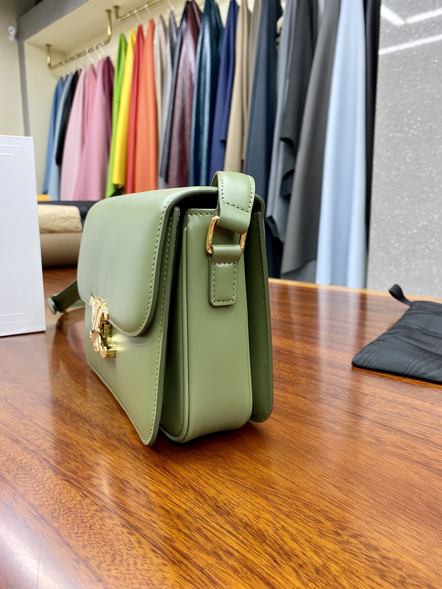 Bagsaaa Ce1i*e Classique Triomphe In shiny Calfskin Leather Green - 22.5 X 16.5 X 7.5 cm