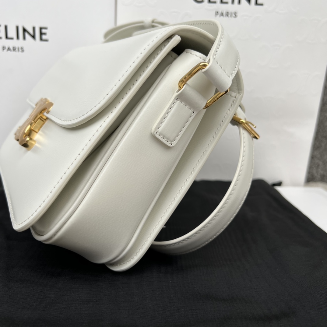 Bagsaaa Ce1i*e Classique Triomphe In shiny Calfskin Leather White - 22.5 X 16.5 X 7.5 cm