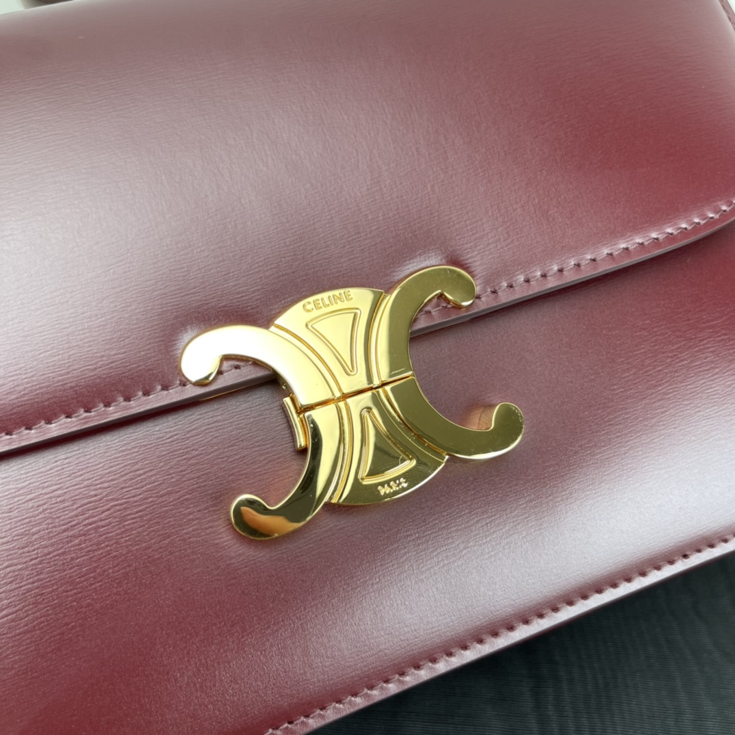 Bagsaaa Ce1i*e Classique Triomphe In shiny Calfskin Leather Burgundy - 22.5 X 16.5 X 7.5 cm
