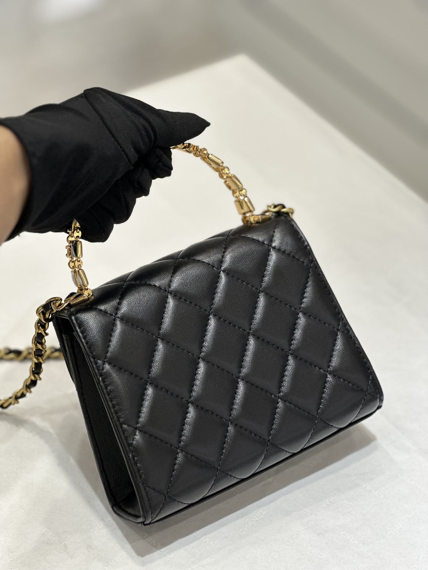Bagsaaa Ch**el Small Lambskin Flap Black Bag - 11.5x14.5x5.5cm