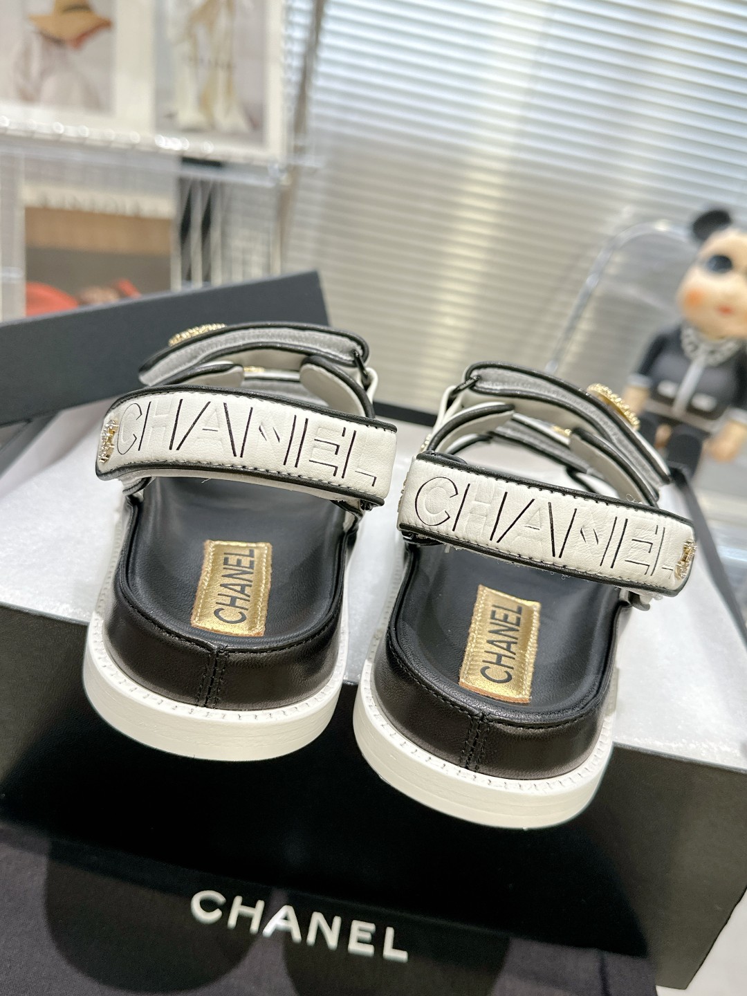 Bagsaaa Ch**el Sandals Lambskin Leather White