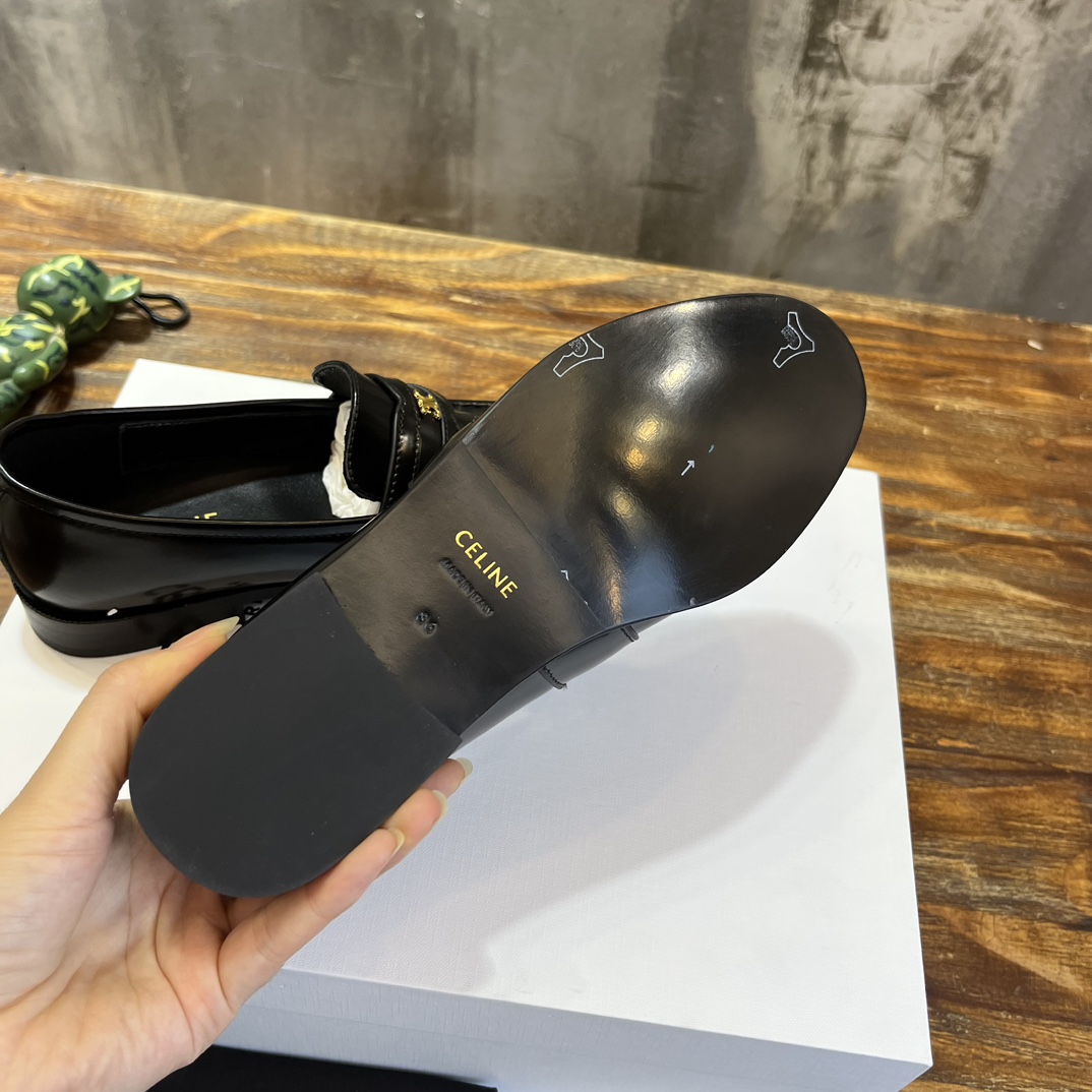 Bagsaaa Ce1i*e Black Loafers With Triomphe Logo