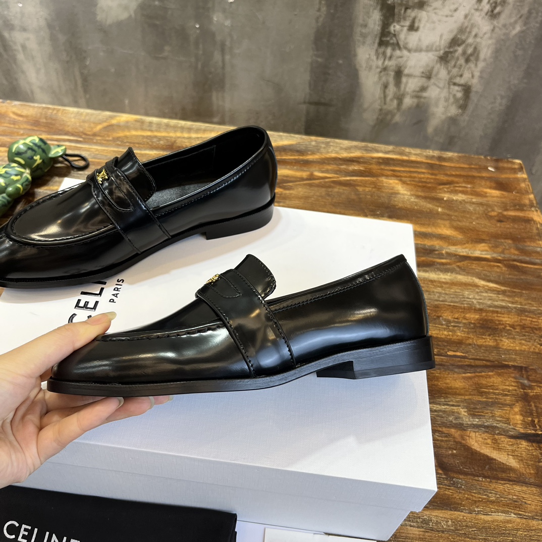 Bagsaaa Ce1i*e Black Loafers With Triomphe Logo