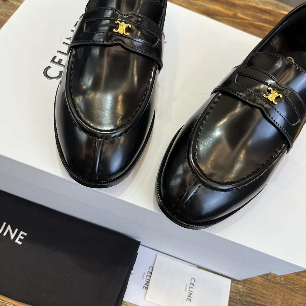 Bagsaaa Ce1i*e Black Loafers With Triomphe Logo