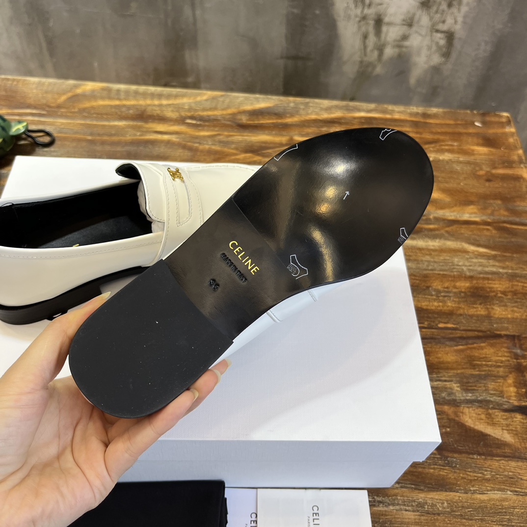 Bagsaaa Ce1i*e White Loafers With Triomphe Logo