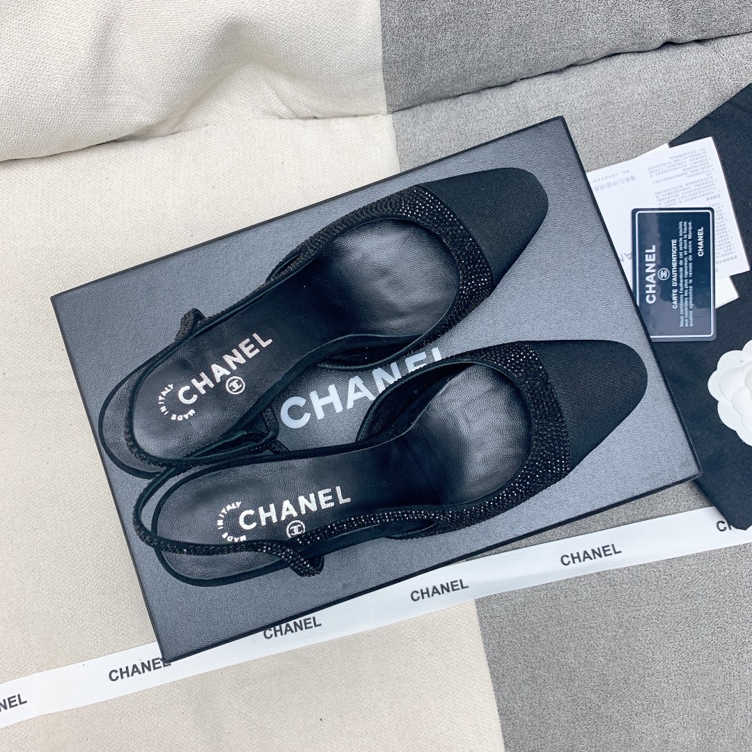 Bagsaaa Ch**el Mary Jane Crystal Black Shoes 6.5 cm