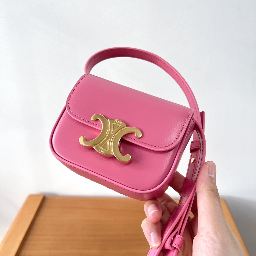 Bagsaaa Ce1i*e Mini Triomphe Pink Bag - 11x8x4cm