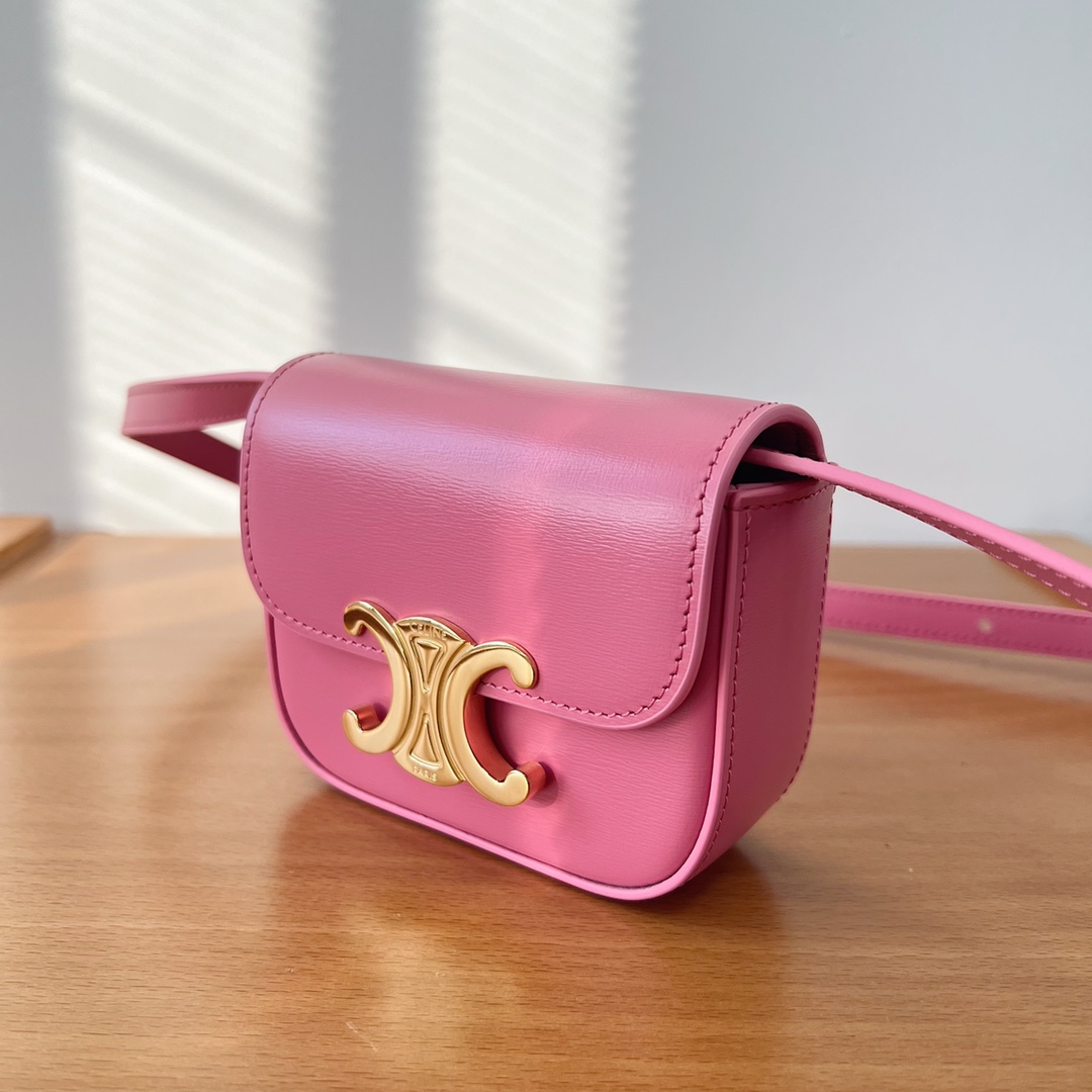 Bagsaaa Ce1i*e Mini Triomphe Pink Bag - 11x8x4cm
