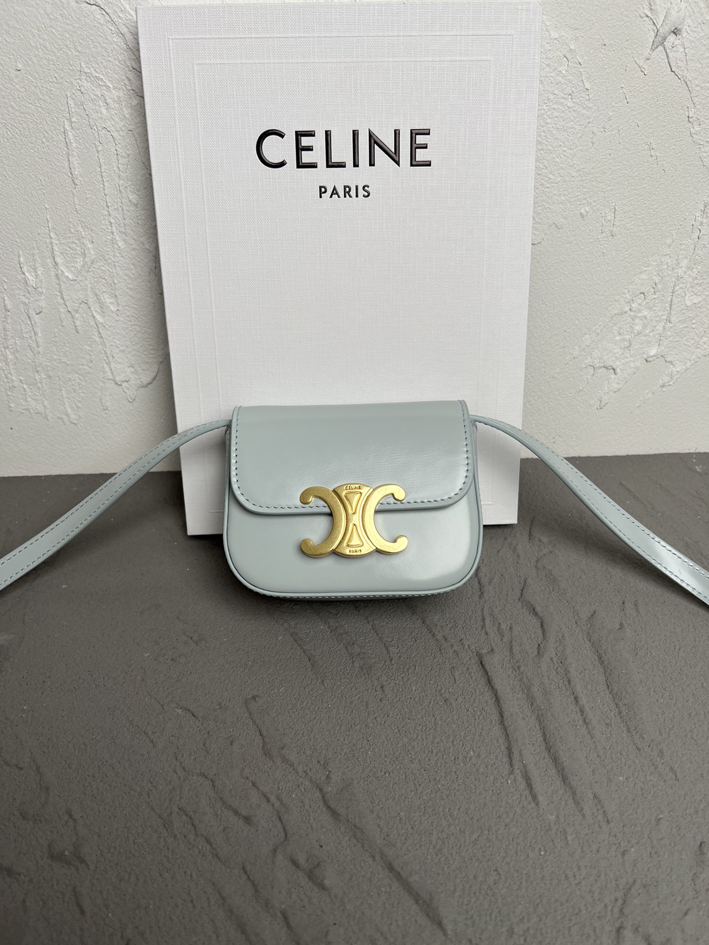 Bagsaaa Ce1i*e Mini Triomphe Blue Bag - 11x8x4cm