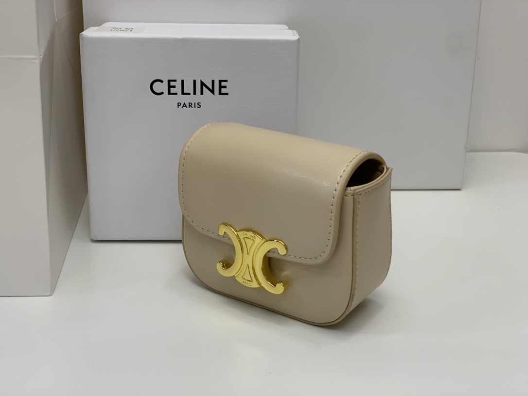 Bagsaaa Ce1i*e Mini Triomphe Beige Bag - 11x8x4cm