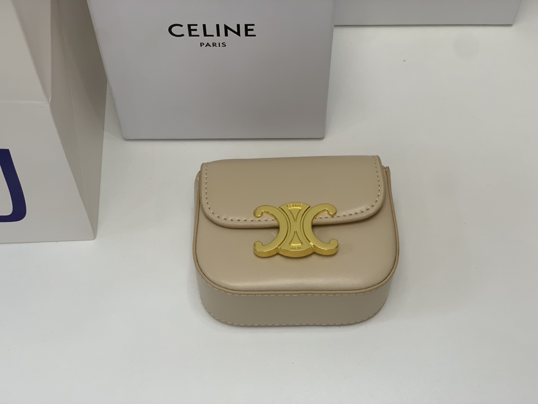 Bagsaaa Ce1i*e Mini Triomphe Beige Bag - 11x8x4cm