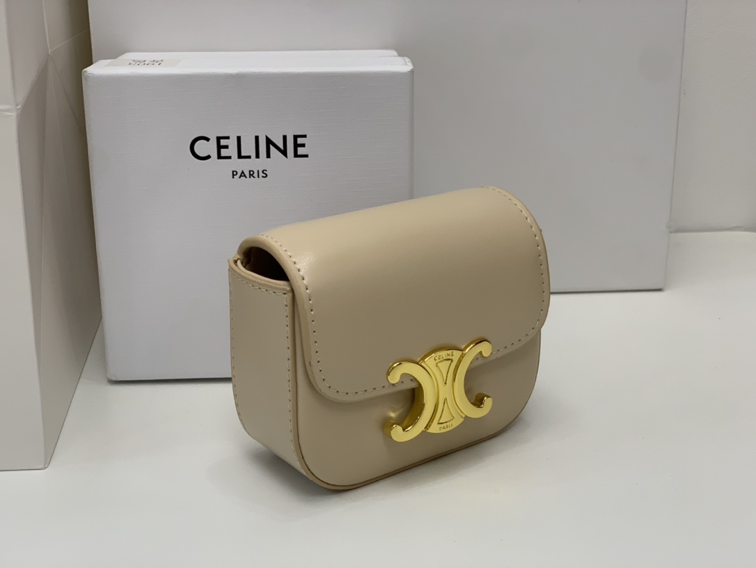 Bagsaaa Ce1i*e Mini Triomphe Beige Bag - 11x8x4cm