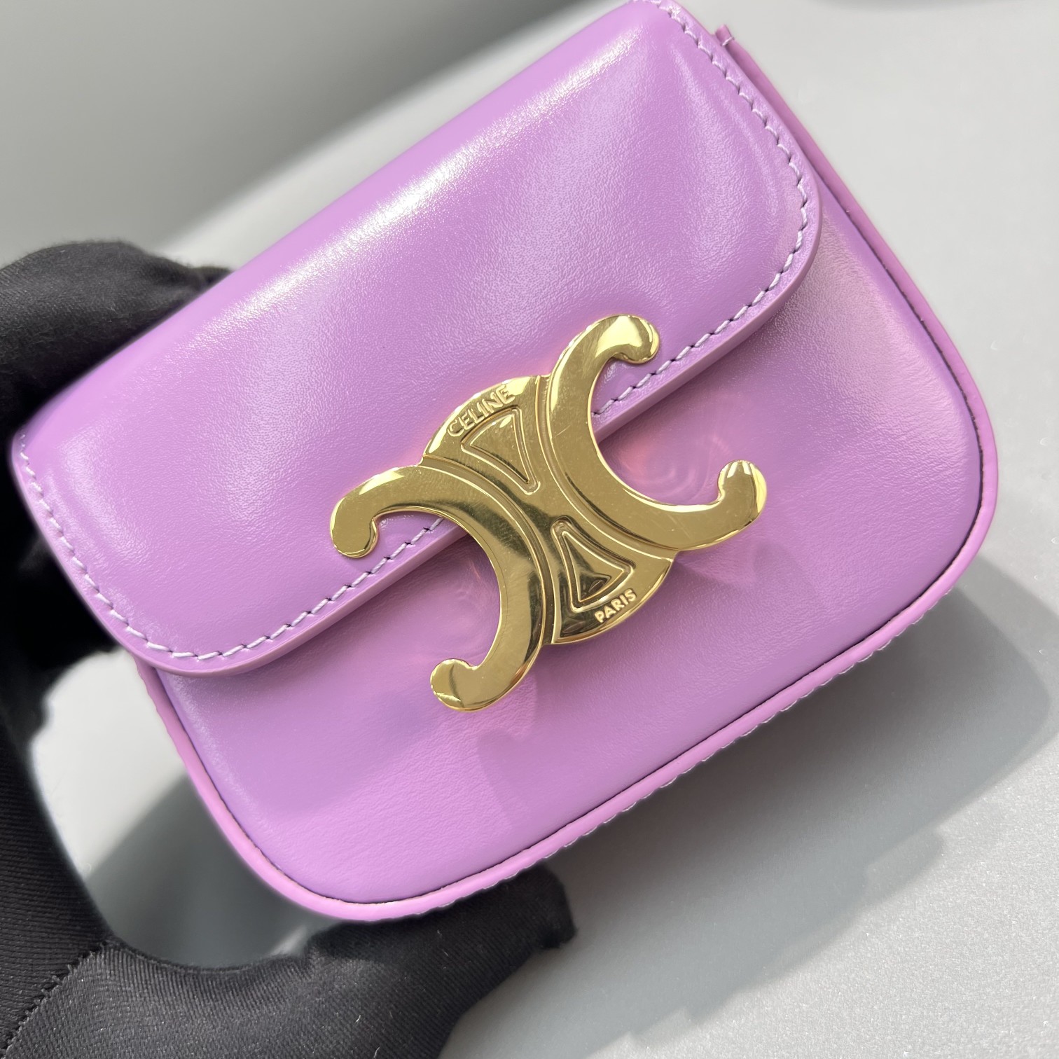 Bagsaaa Ce1i*e Mini Triomphe Purple Bag - 11x8x4cm