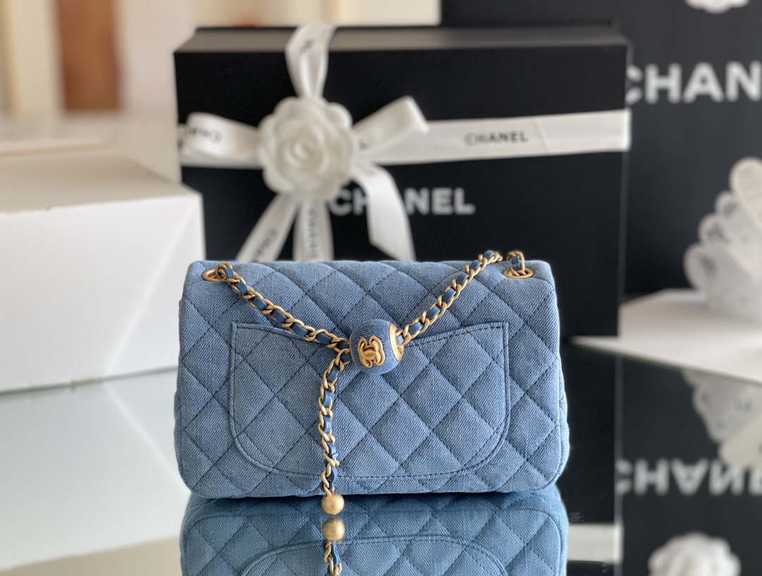 Bagsaaa Ch**el Denim Flap Bag - 20x13x7cm