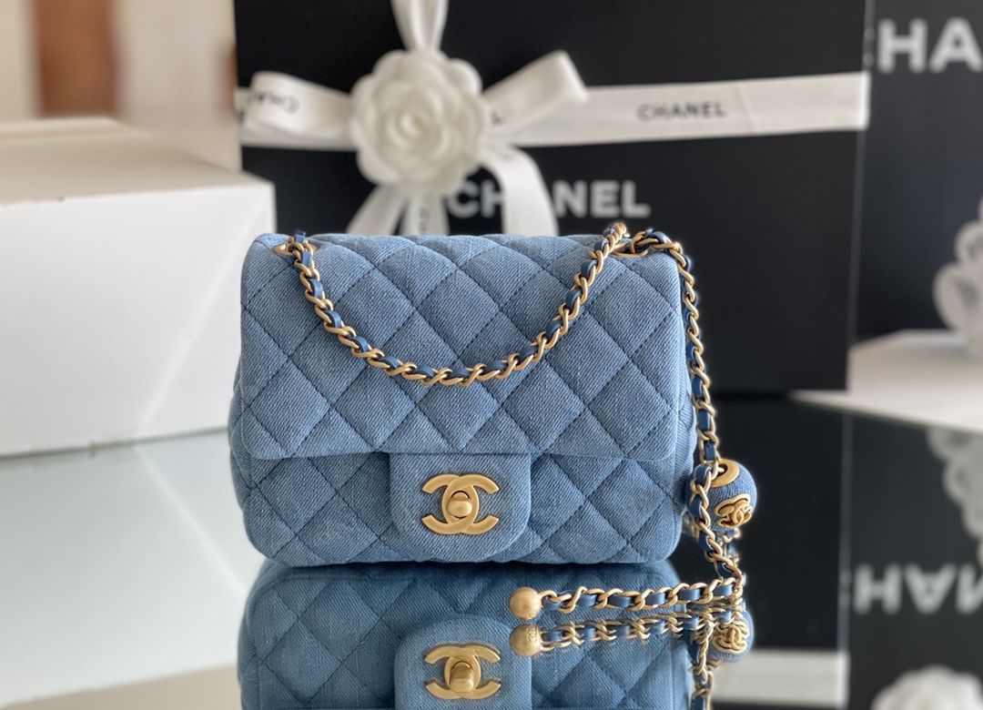 Bagsaaa Ch**el Denim Flap Bag - 18x13x7cm