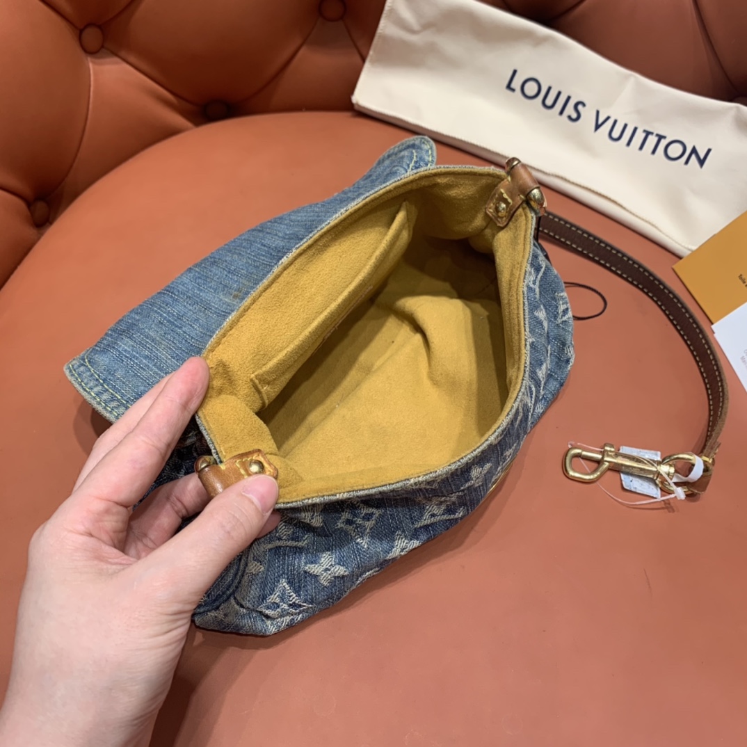 Bagsaaa L0vis Vvtt0n Monogram Denim Mini Pleaty Bag - 25x15x9cm