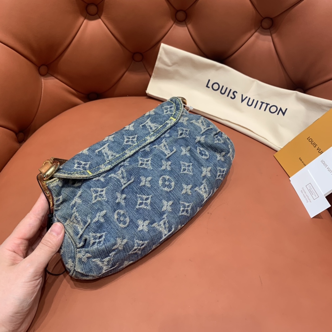 Bagsaaa L0vis Vvtt0n Monogram Denim Mini Pleaty Bag - 25x15x9cm