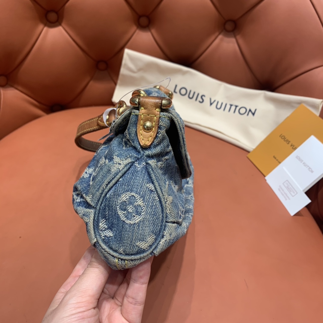 Bagsaaa L0vis Vvtt0n Monogram Denim Mini Pleaty Bag - 25x15x9cm