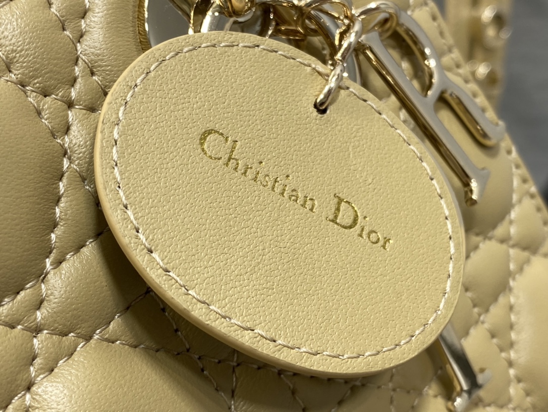 Bagsaaa D10r Lady Small Yellow Lambskin Leather 20cm