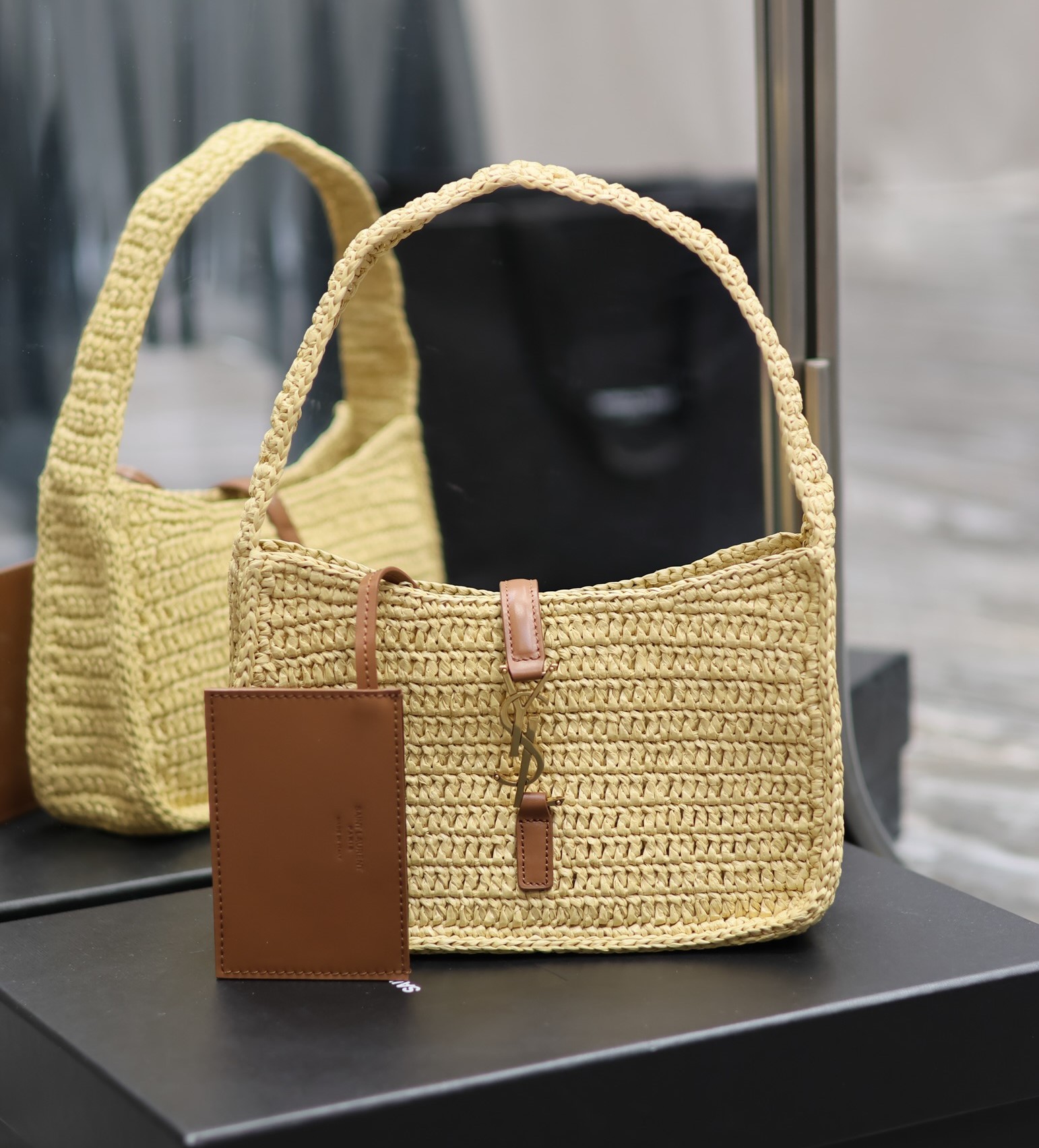 Bagsaaa Y51 Le 5 À 7 Mini In Raffia Natural Brick - 23×16×6.5cm