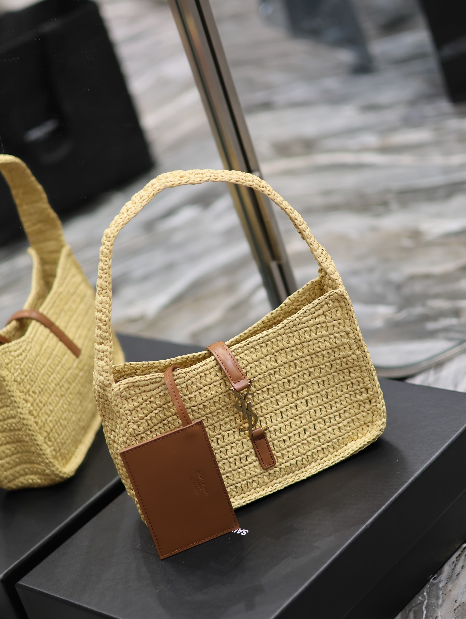 Bagsaaa Y51 Le 5 À 7 Mini In Raffia Natural Brick - 23×16×6.5cm