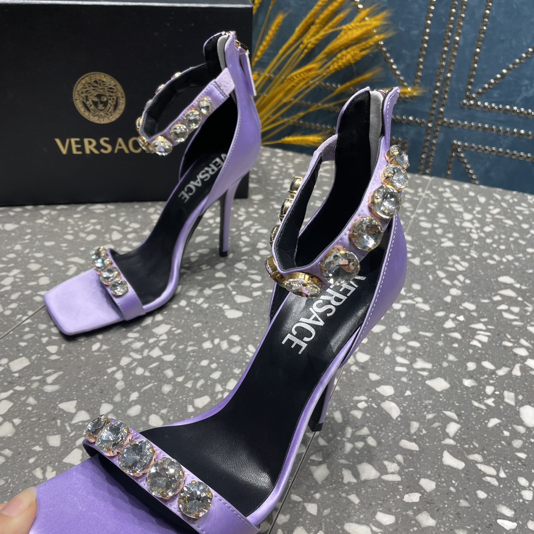 Bagsaaa Versace Crystal High Heel Sandals In Light Pink