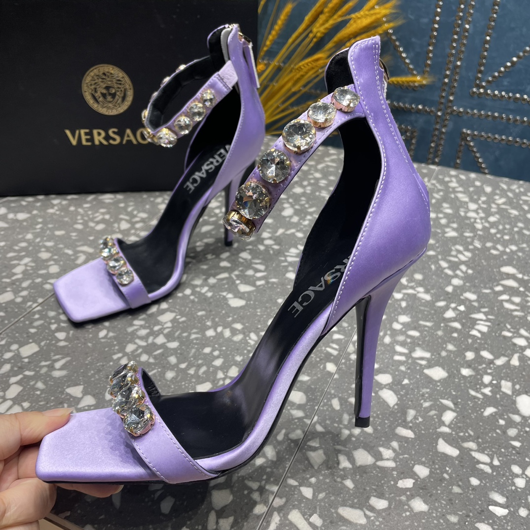 Bagsaaa Versace Crystal High Heel Sandals In Light Pink