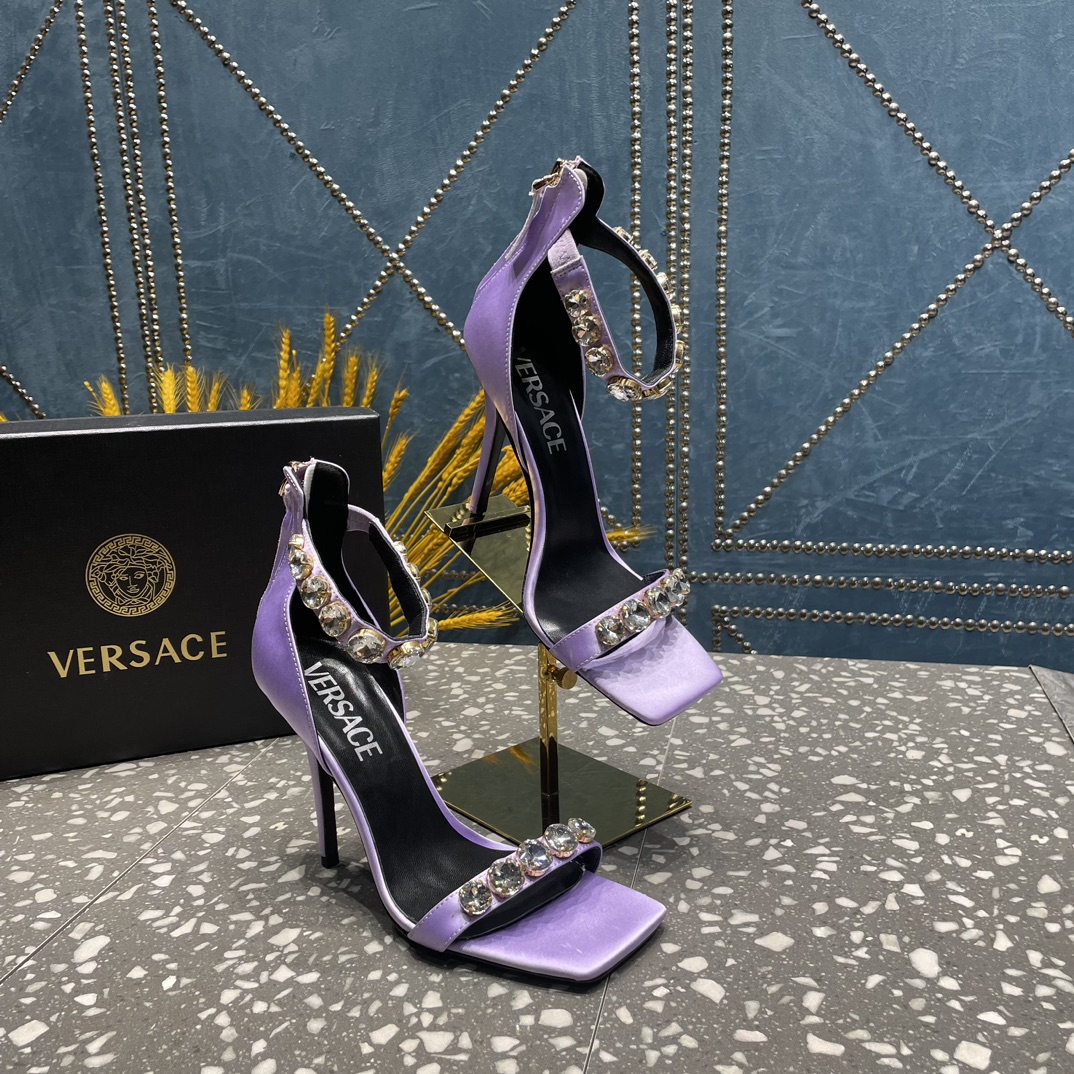 Bagsaaa Versace Crystal High Heel Sandals In Light Pink