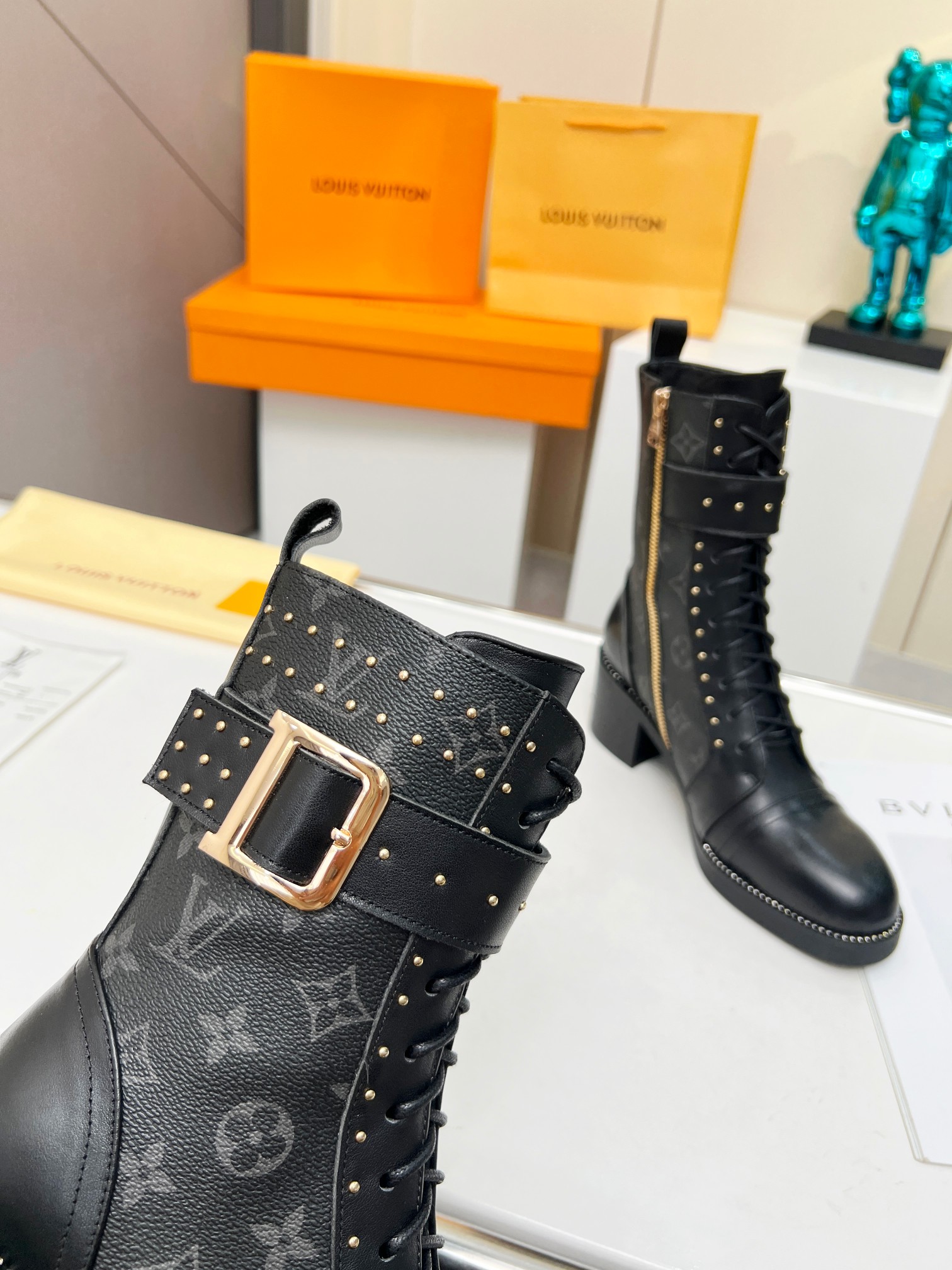 Bagsaaa L0vis Vvtt0n Wonderland Black Monogram Ranger Long Boots